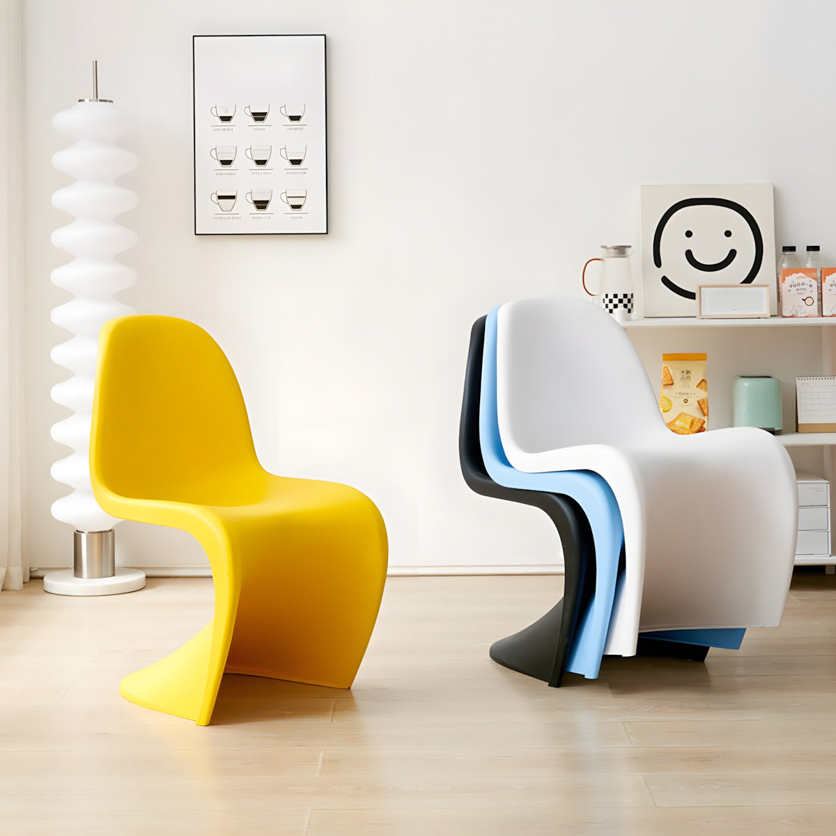 Minimalist S-Shaped Plastic Dining Chair with Armless & Stackable