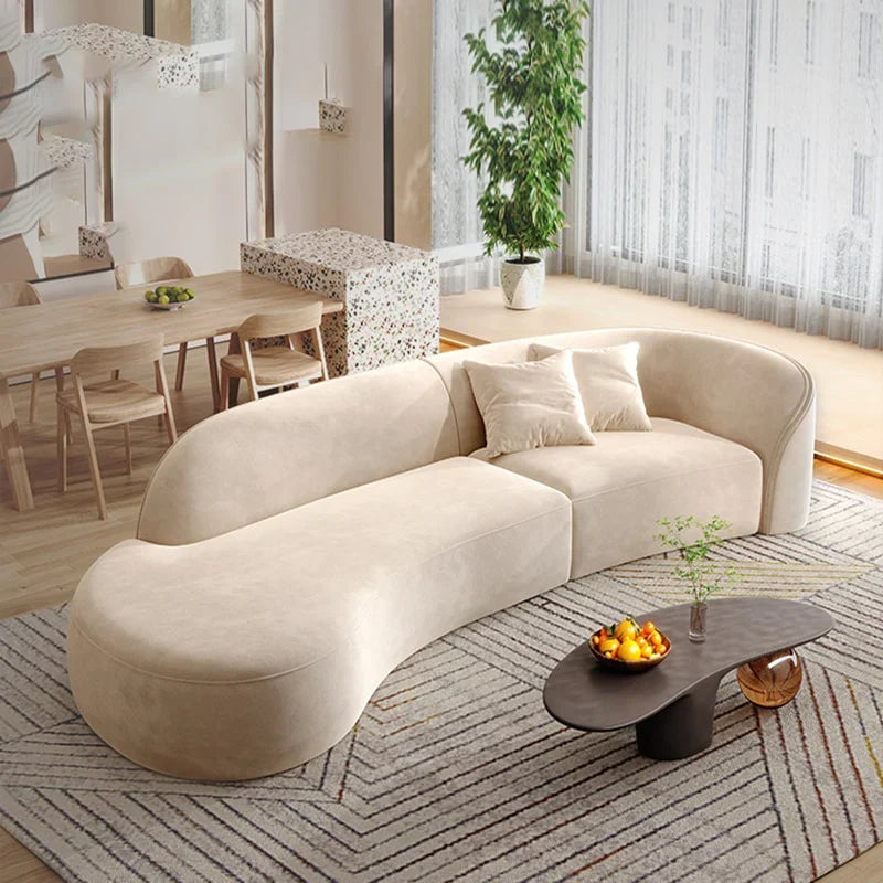 Curved Sofa 94–134 in Wide with One Armrest