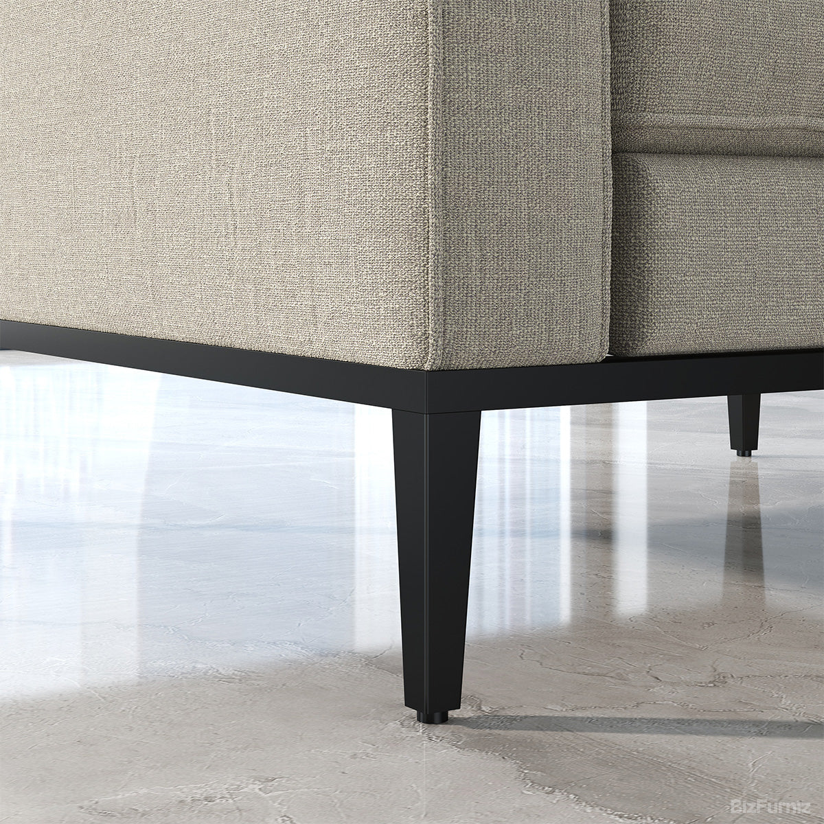 3-Seat Fabric Office Sofa with Linen Fabric, Steel Leg & Foam Padding for Reception, Lobby, Living Room, product photo 7