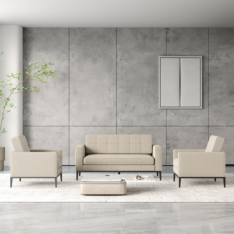 Primary/Packshot 1 — Contemporary Modular Sofa with Backrest, Soft Cushion & Wide Armrests for Office, Living…