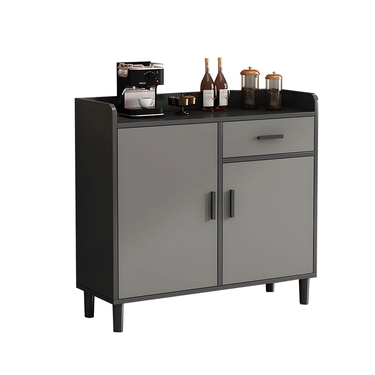 Storage Cabinet-1, Dark Gray + Medium Gray With Legs, Dark Gray + Medium Gray finish, L31" x W13" x H36", for office storage space, office storage...
