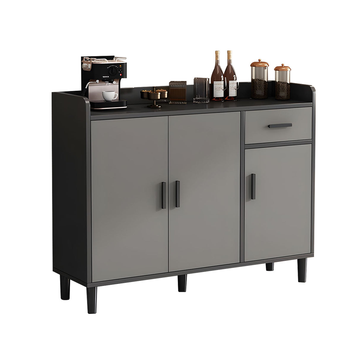 Storage Cabinet-1, Dark Gray + Medium Gray With Legs, Dark Gray + Medium Gray finish, L39" x W13" x H36", for office storage space, office storage...