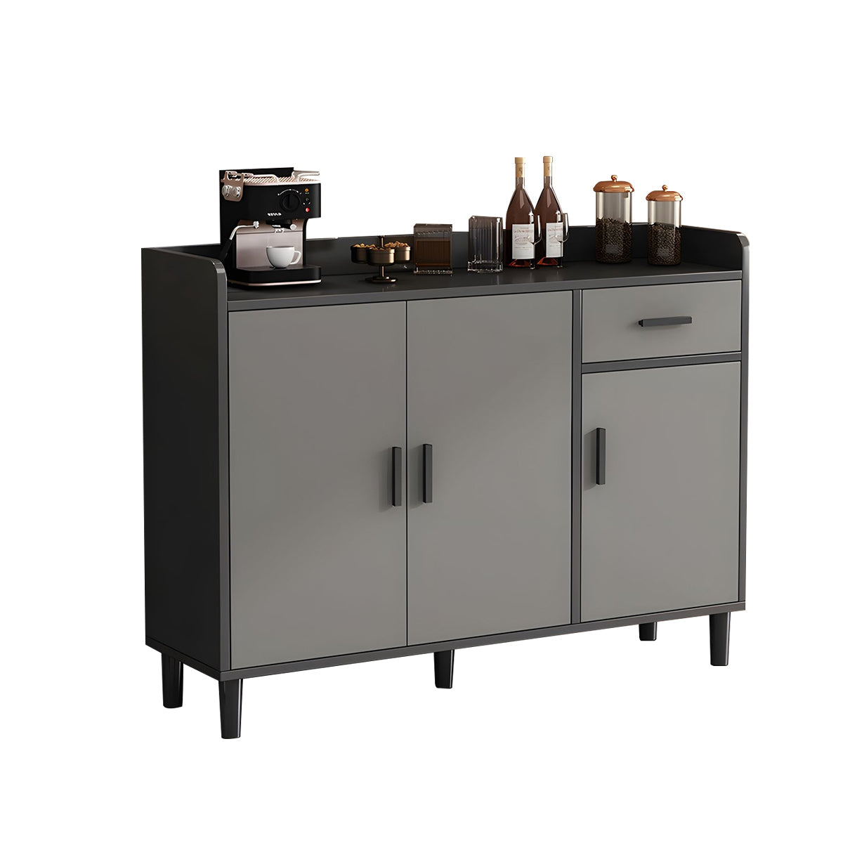 Storage Cabinet-1, Dark Gray + Medium Gray With Legs, Dark Gray + Medium Gray finish, L47" x W13" x H36", for office storage space, office storage...