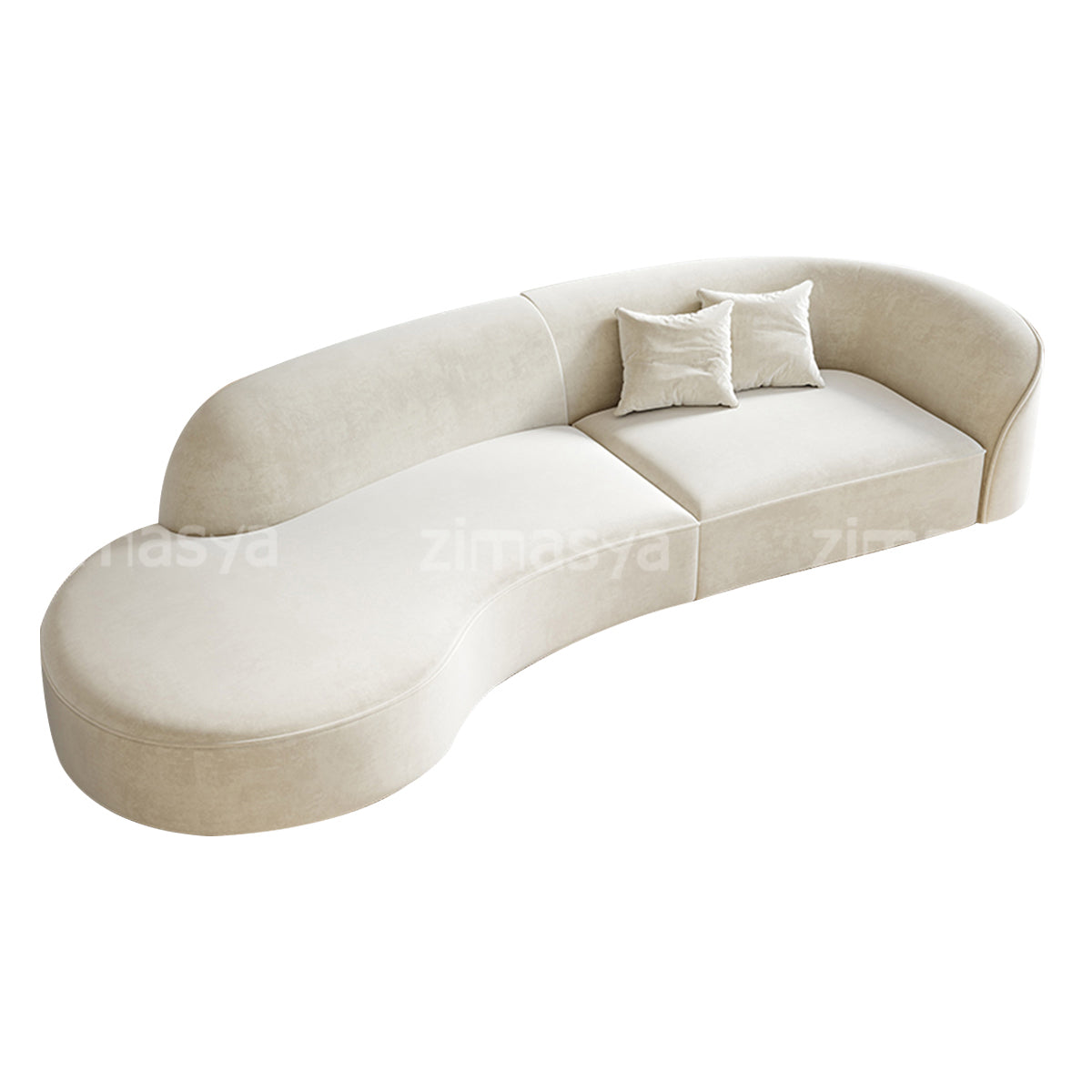 Curved Sofa 94–134 in Wide with Chaise & One Arm