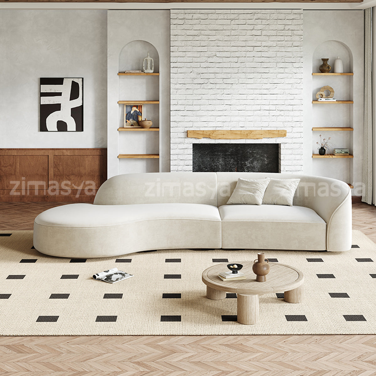 Curved Sofa 94–134 in Wide for Living Room
