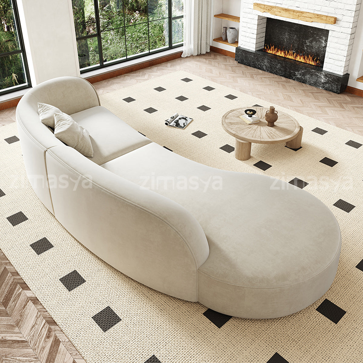 Curved Sofa 94–134 in Wide for Living Room