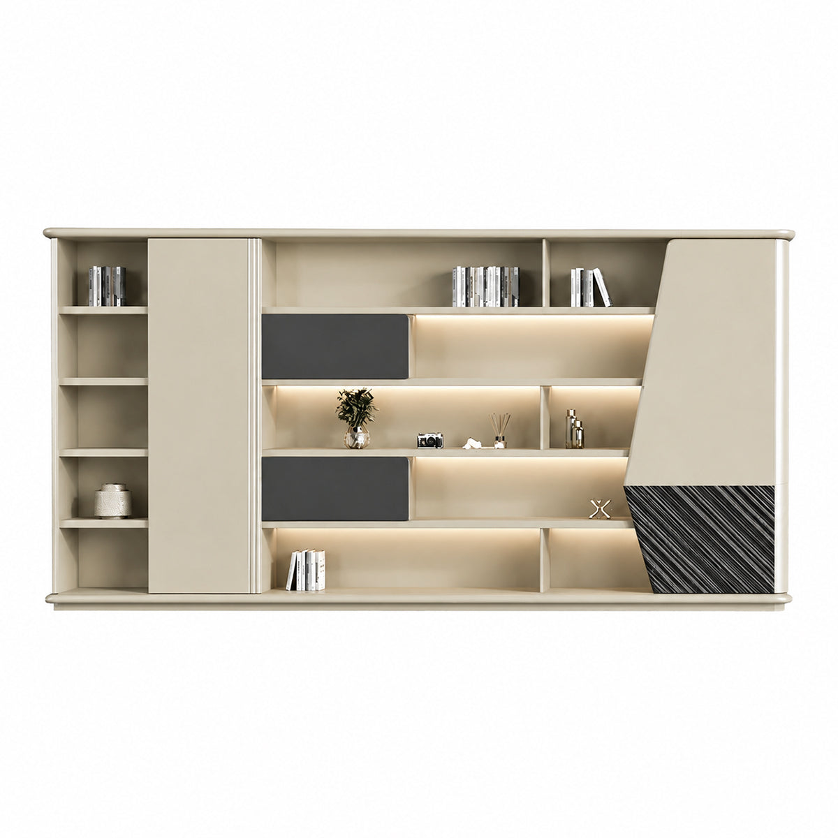 Modern Executive Desk with Dual-Tone, Side Storage & Fluted Front for Home Office