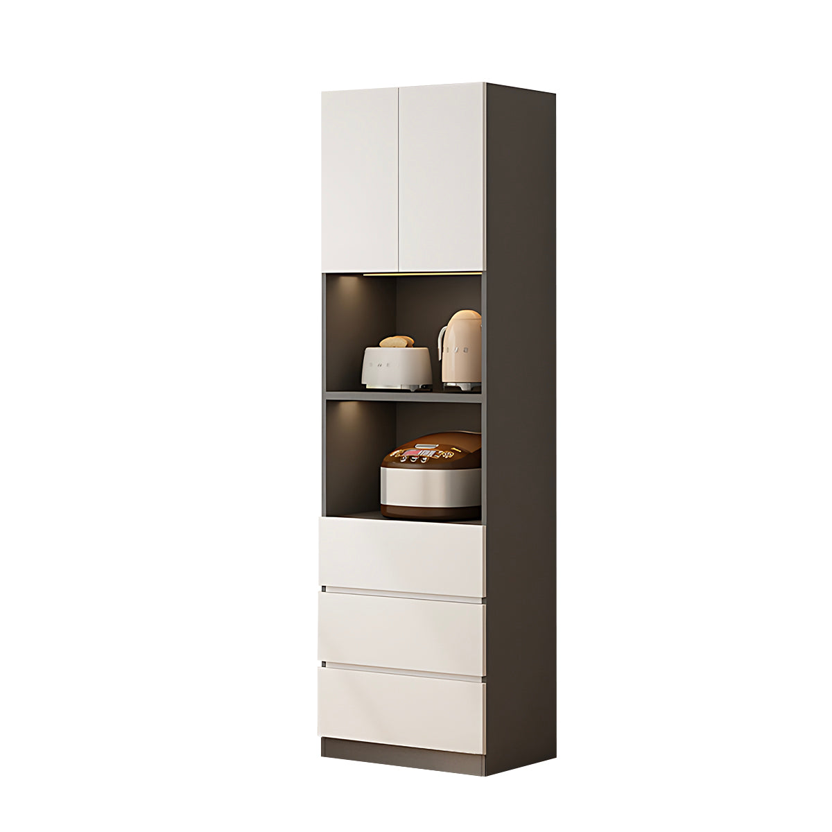 Sideboard Cabinet 39–79 in Tall, Solid Wood & LED Lighting for Home Office