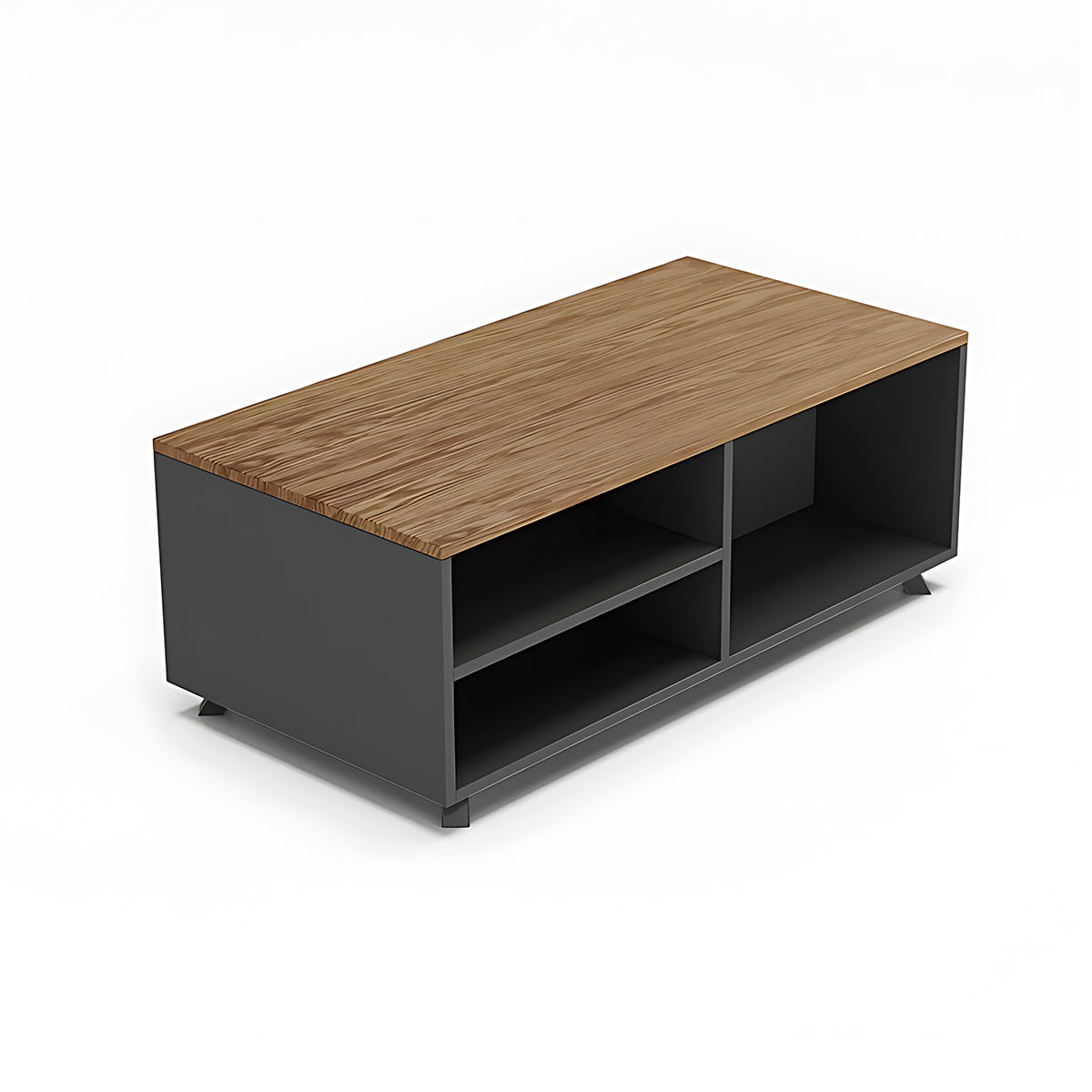 Sofa, Dark Gray + Wood Plate L47" × W24" × H18" table, Dark Gray + Wood finish, for reception area or front office, commercial reception furniture