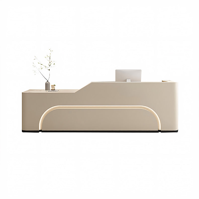 Curved Reception Desk 71–142 in Wide, Tiered Top