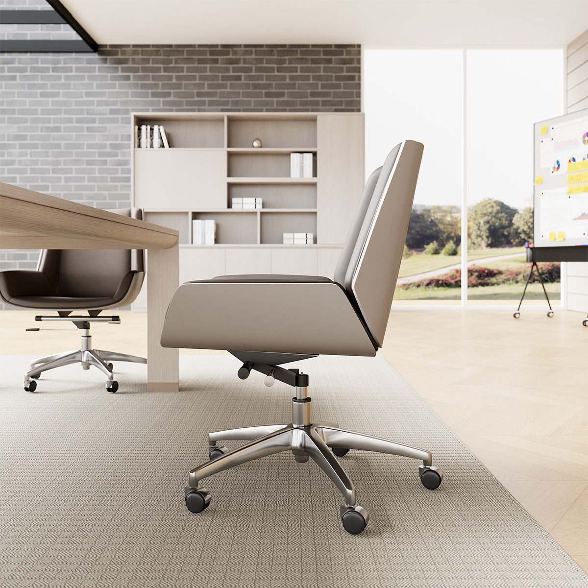 Modern Executive Office Chair with Contrast Stitching and Aluminum Alloy Base product view 4