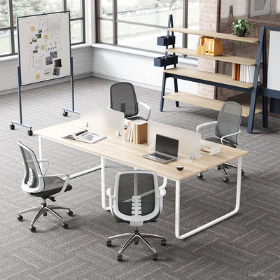 Oak Bench Workstation for 4 People 94 in Wide