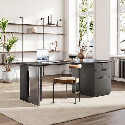 Sintered-Stone Desk 63 in Wide with Pedestal