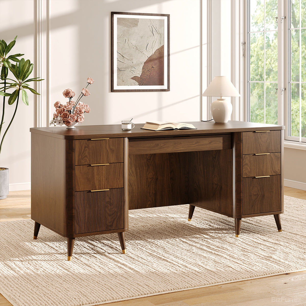 65-inch Multi-Functional Office Desk with Multiple Drawers for Home Office and Study product view 2