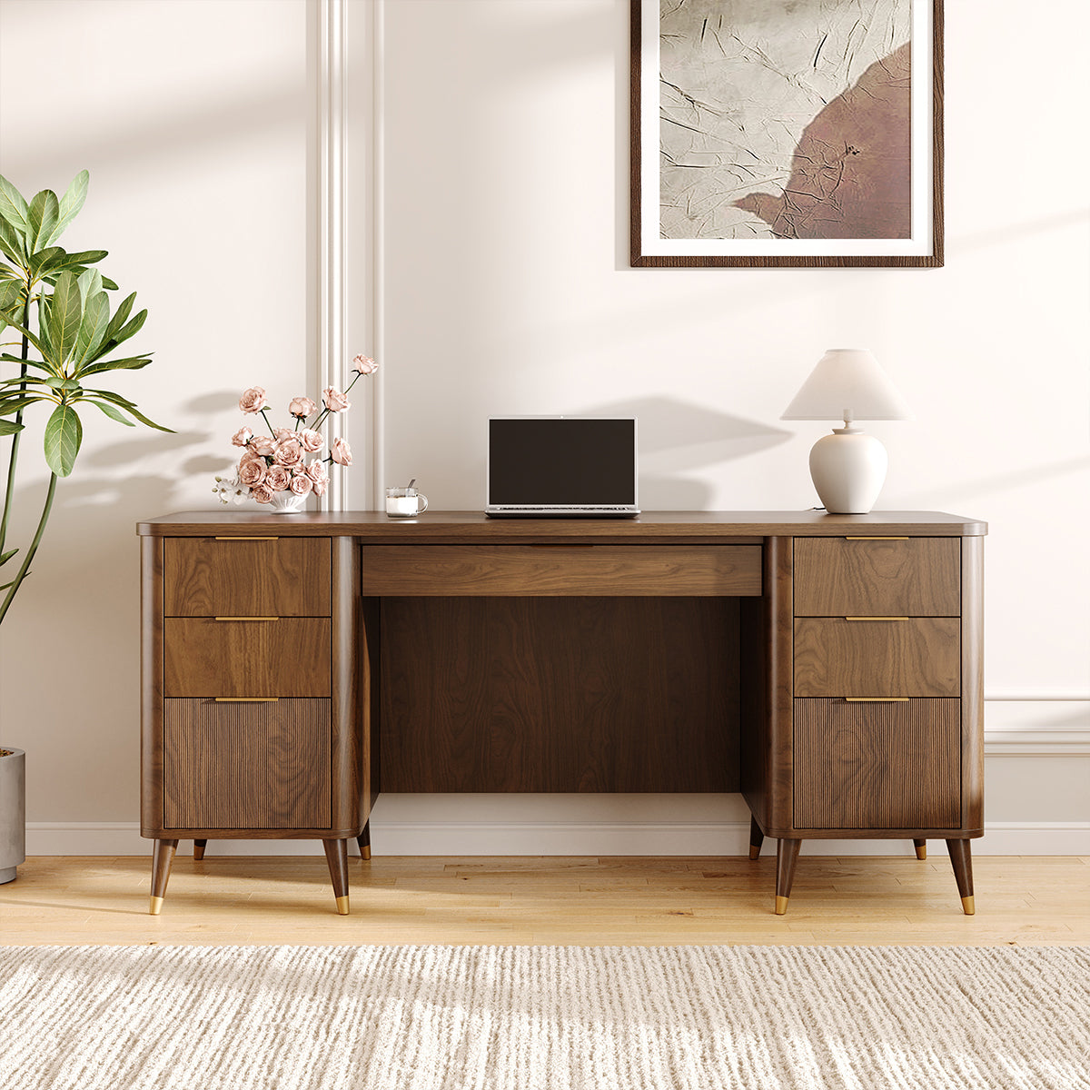 65-inch Multi-Functional Office Desk with Multiple Drawers for Home Office and Study product view 3