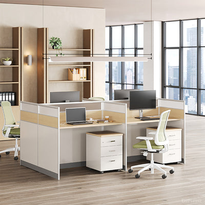 Workstation for 4 People 94 in Wide with Cabinet