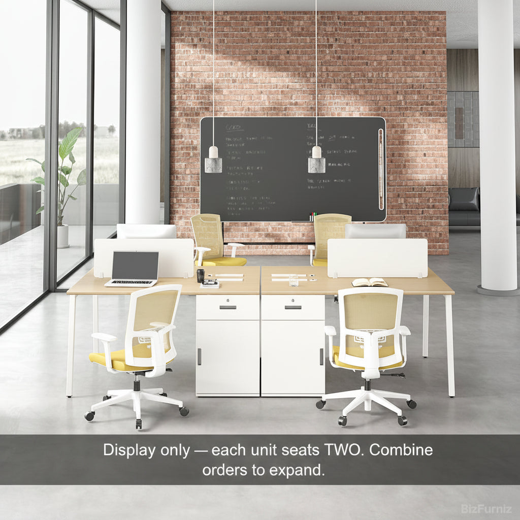 55" 4-person Workstation, Office Desk with Storage and Cable Management for Open Offices product view 2