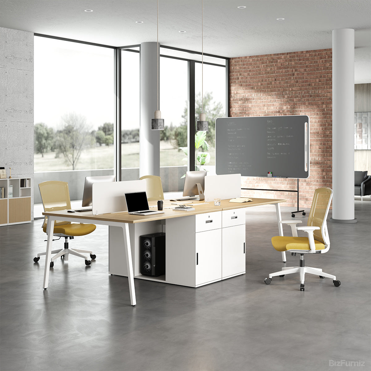 55" 4-person Workstation, Office Desk with Storage and Cable Management for Open Offices product view 3