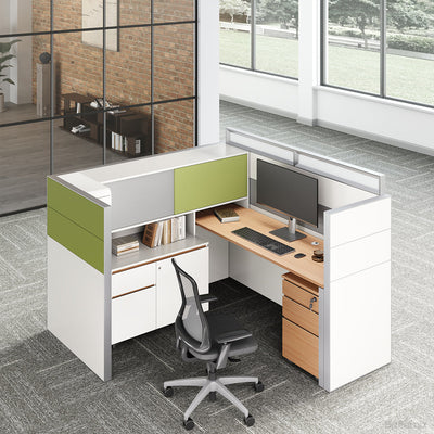L-Shaped Cubicle Desk 91 in Wide with Hutch