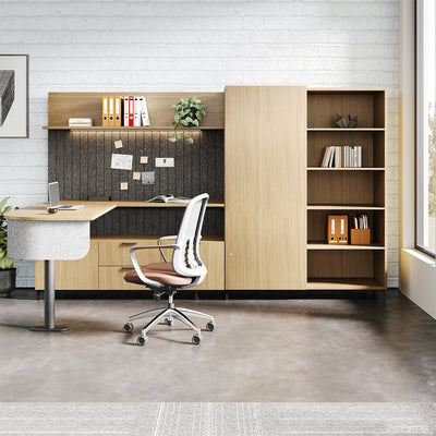 Sit-Stand Office Desk 129 in Wide with Closet