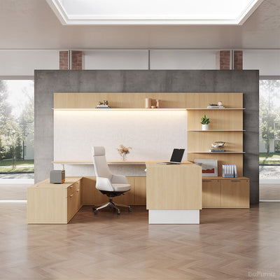 Sit-Stand Office Desk 134 in Wide with LED Strip