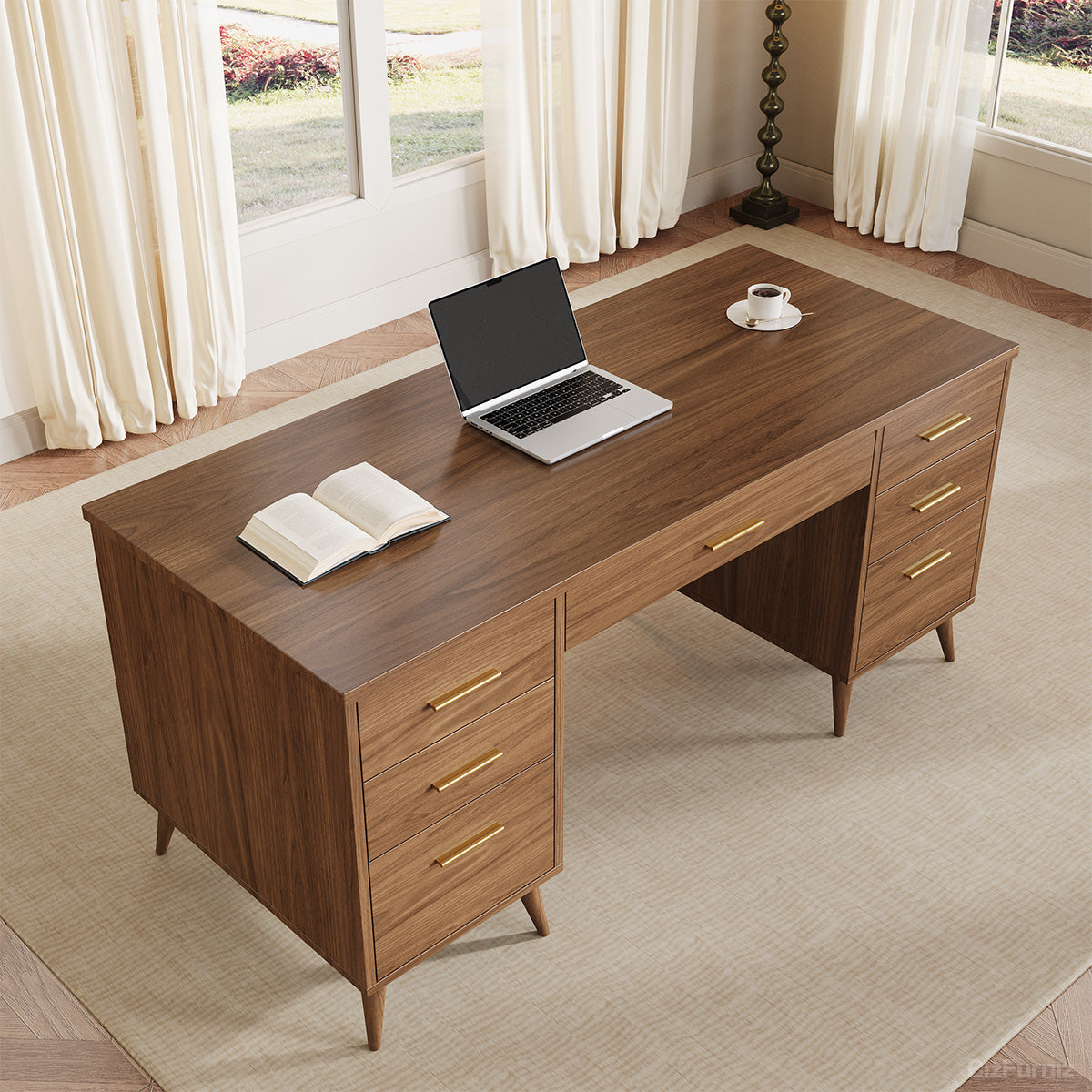 65-inch Modern Office Desk with Multiple Drawers for Home Office and Study product view 4