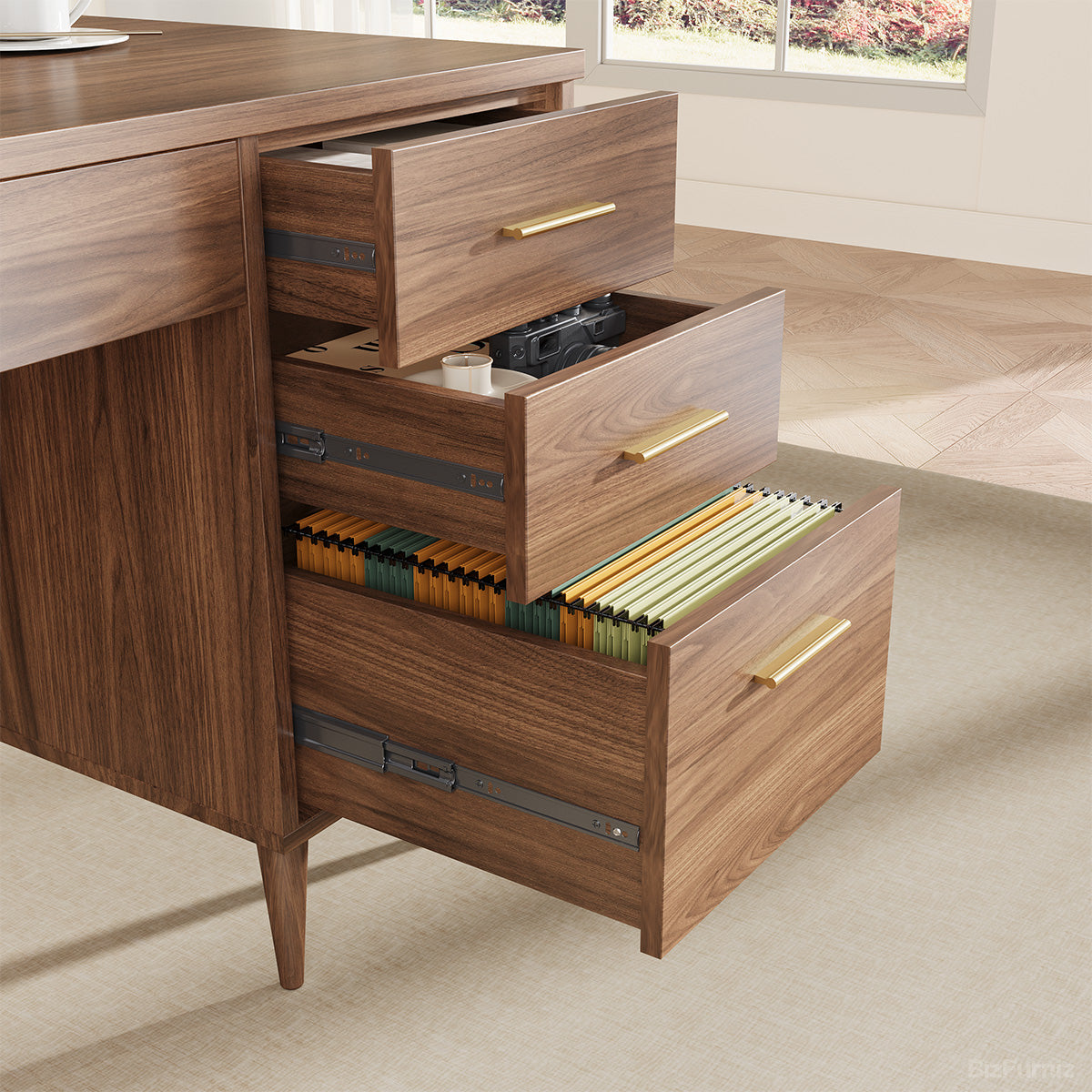 65-inch Modern Office Desk with Multiple Drawers for Home Office and Study product view 3