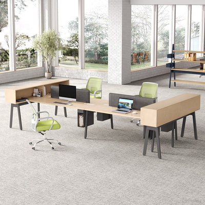 4-Person Workstation 159 in Wide with Open Shelf