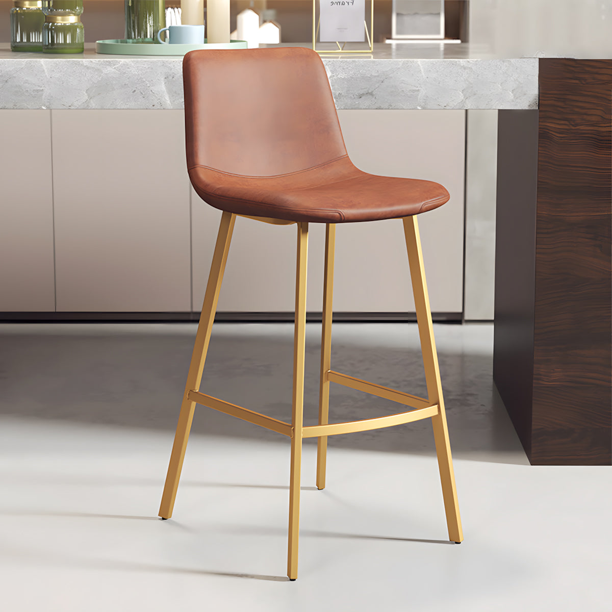 Adjustable Bar Stool with Backrest & Footrest for Kitchen Island