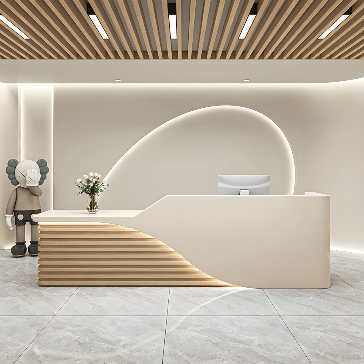 Lattice-Front Reception Desk 47–134 in Wide