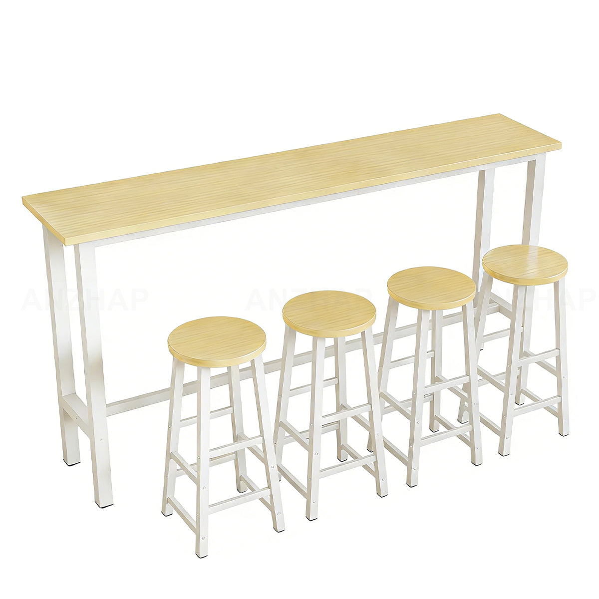 Narrow Bar Table 71 in Wide with Four Stools