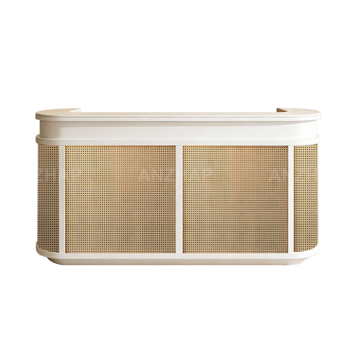 Curved Rattan Reception Desk 47–118 in Wide