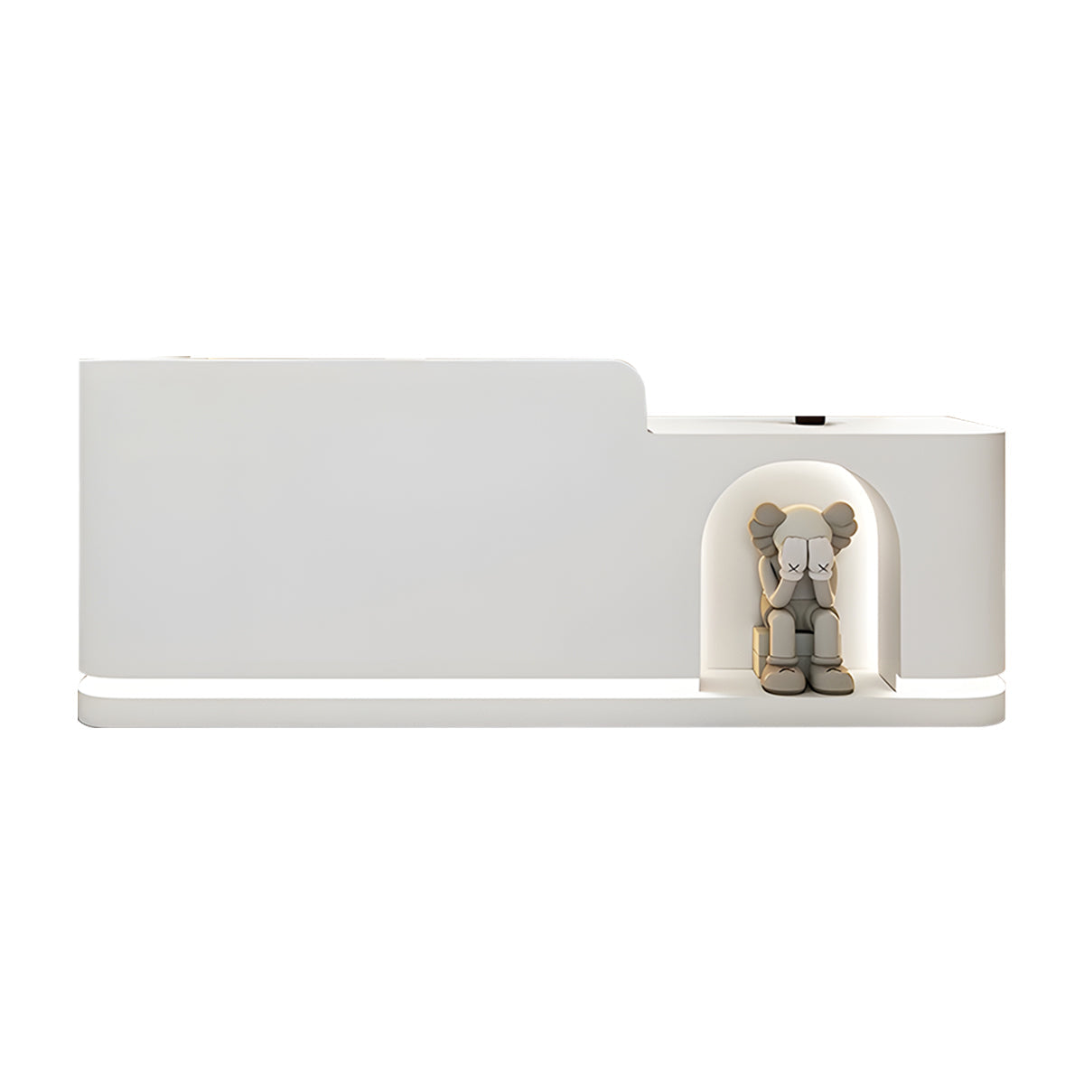 Round Arch Display Reception Desk With LED Strip And Storage Drawers For Boutiques, Salons, And Wellness Shops JDT-1029