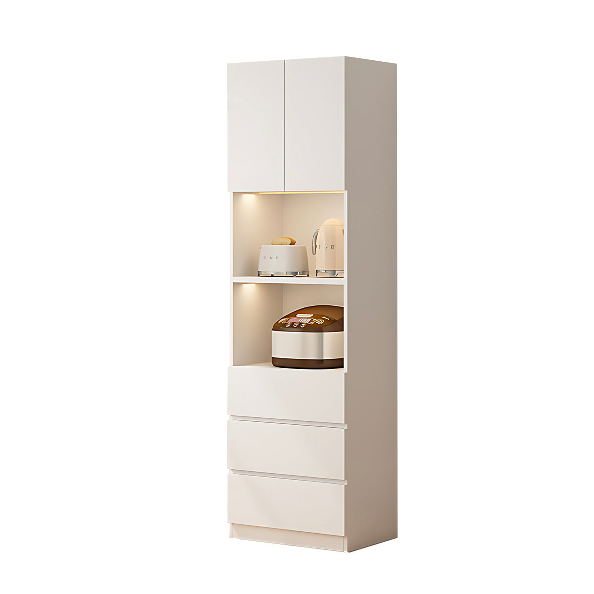 Sideboard Cabinet 39–79 in Tall, Solid Wood & LED Lighting for Home Office
