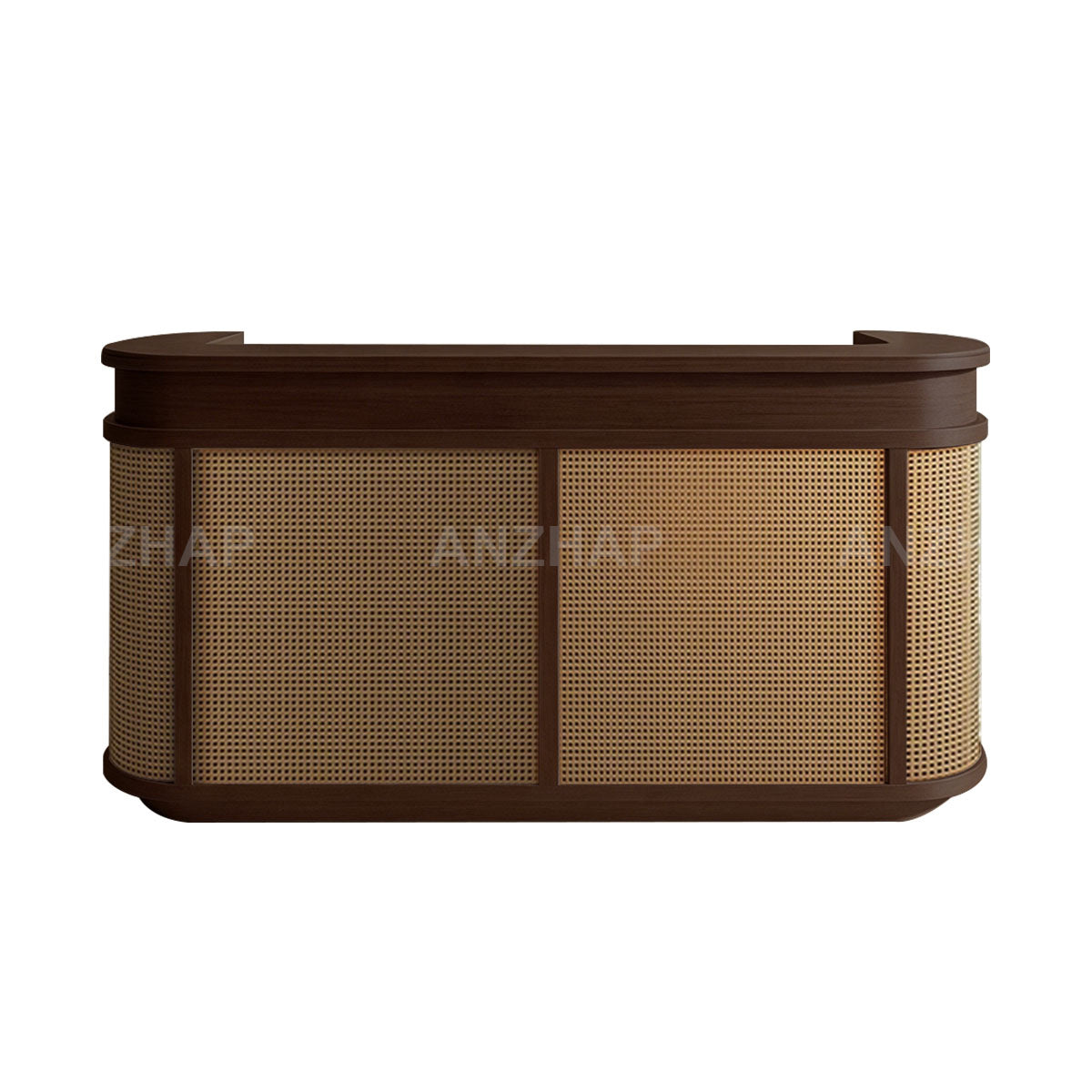 Curved Rattan Reception Desk 47–118 in Wide