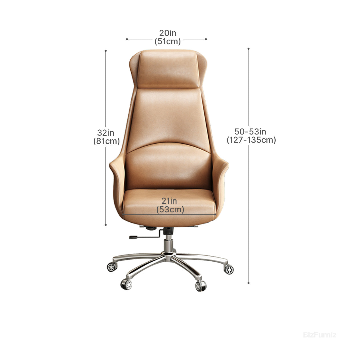 Leather Office Chair with Adjustable Height, Recline and Lumbar Support product view 8
