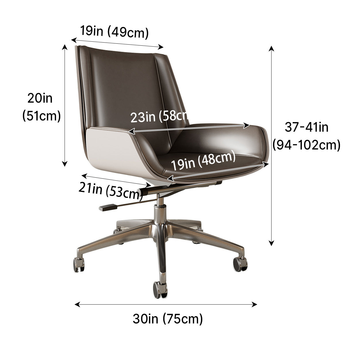 Modern Executive Office Chair with Contrast Stitching and Aluminum Alloy Base product view 5