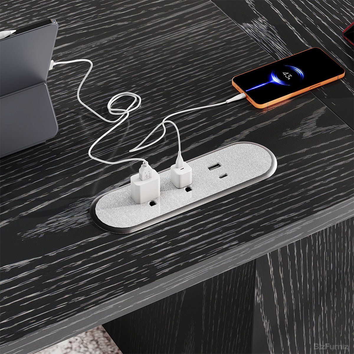 63” Minimalist Wood Office Desk with Power Outlet for Workspaces/Home Offices product view 6