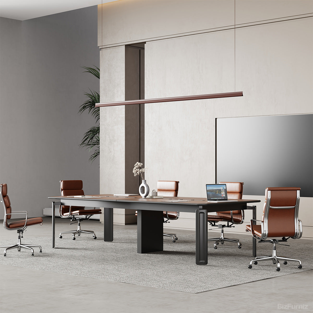 118-Inch Modern Conference Table with Built-In Power Rail for Meeting Rooms and Co-Working Spaces product view 3