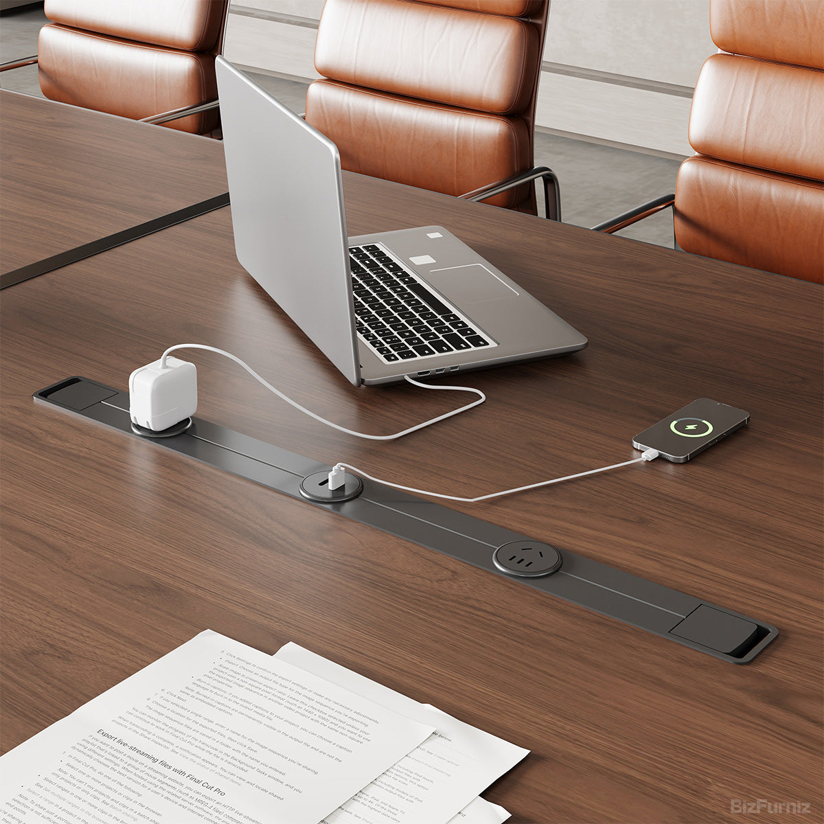 118-Inch Modern Conference Table with Built-In Power Rail for Meeting Rooms and Co-Working Spaces product view 6