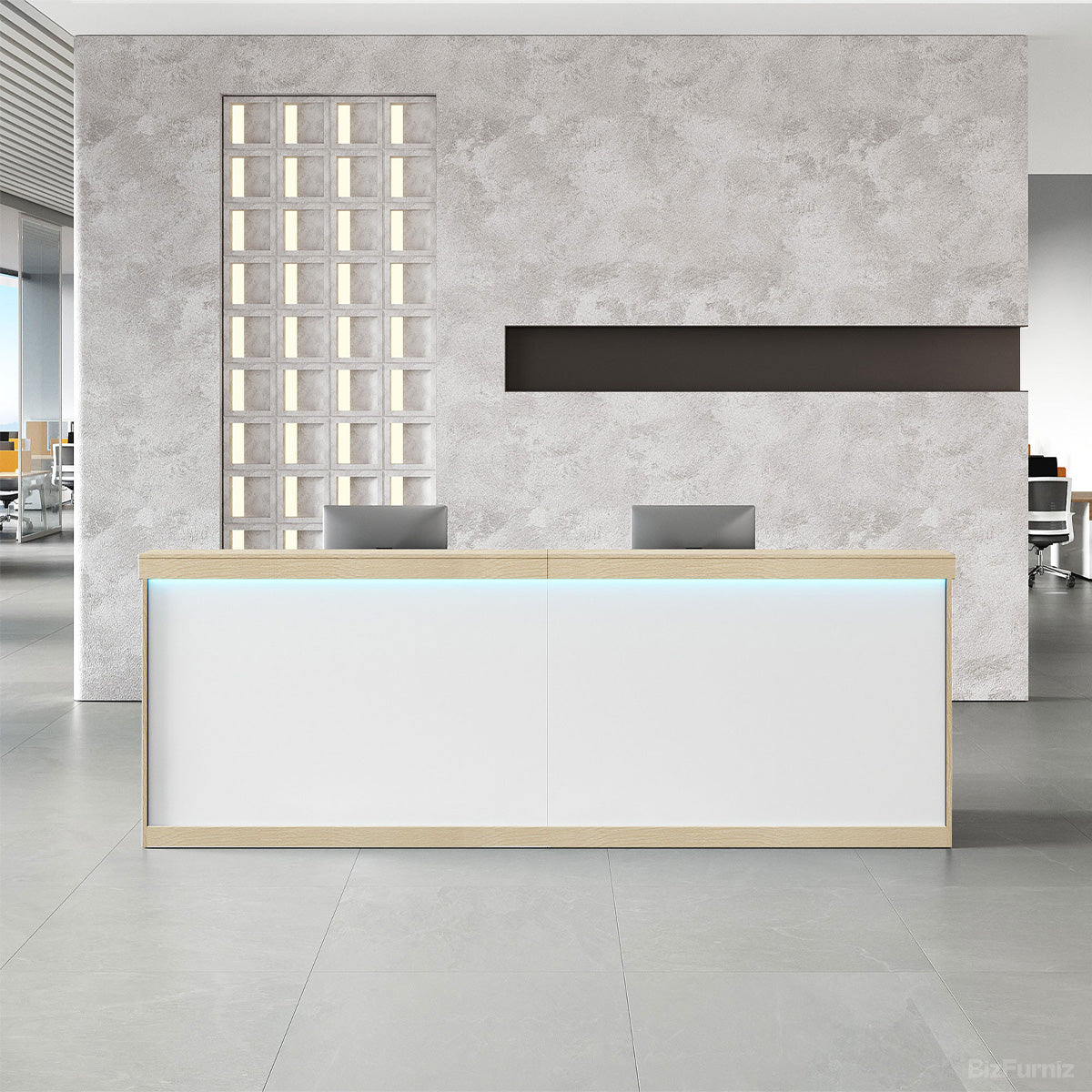 Backlit-Panel Reception Desk 71–87 in Wide