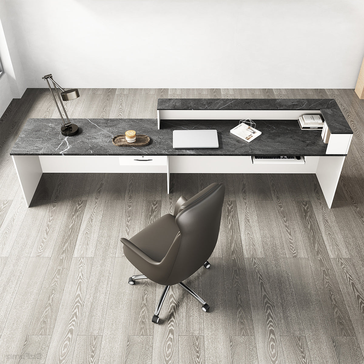 Sleek Reception Desk with Cable Grommet, Lockable Drawer and Keyboard Tray product view 5