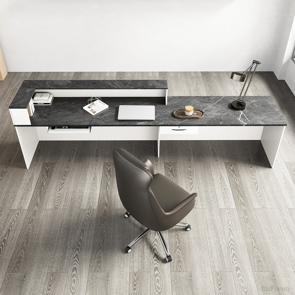 Sleek Reception Desk with Cable Grommet, Lockable Drawer and Keyboard Tray product view 10