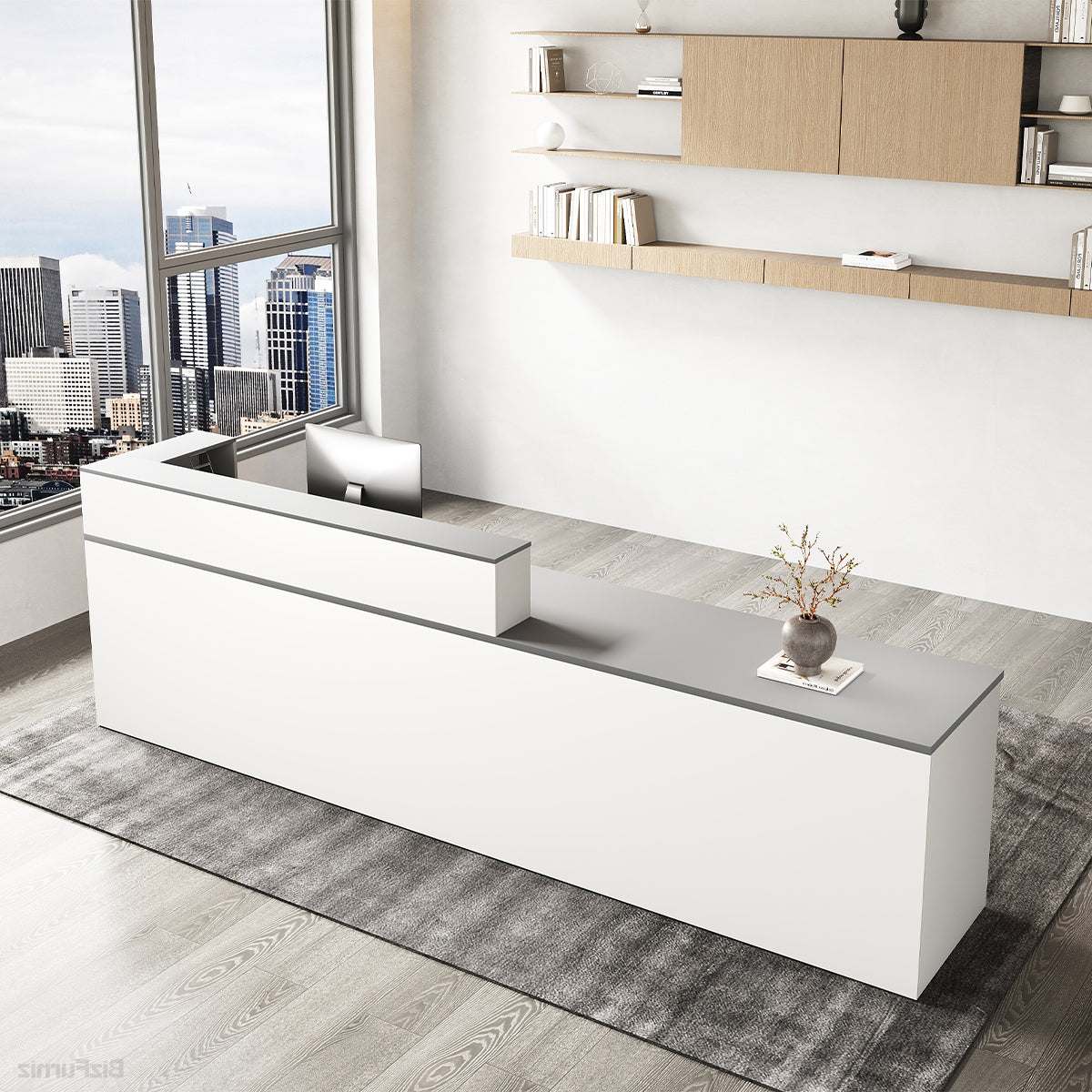 Sleek Reception Desk with Cable Grommet, Lockable Drawer and Keyboard Tray product view 19