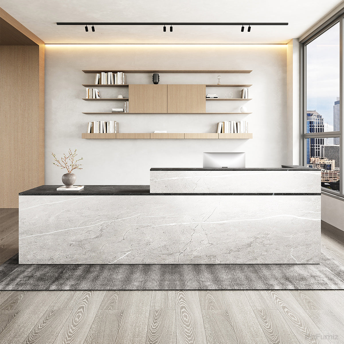 Sleek Reception Desk with Cable Grommet, Lockable Drawer and Keyboard Tray product view 12