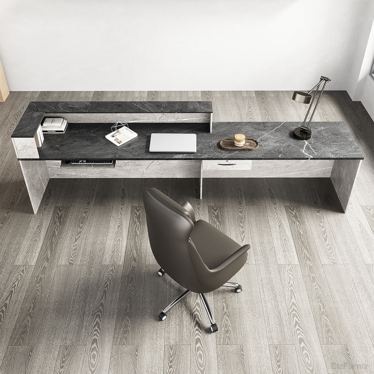 Sleek Reception Desk with Cable Grommet, Lockable Drawer and Keyboard Tray product view 16