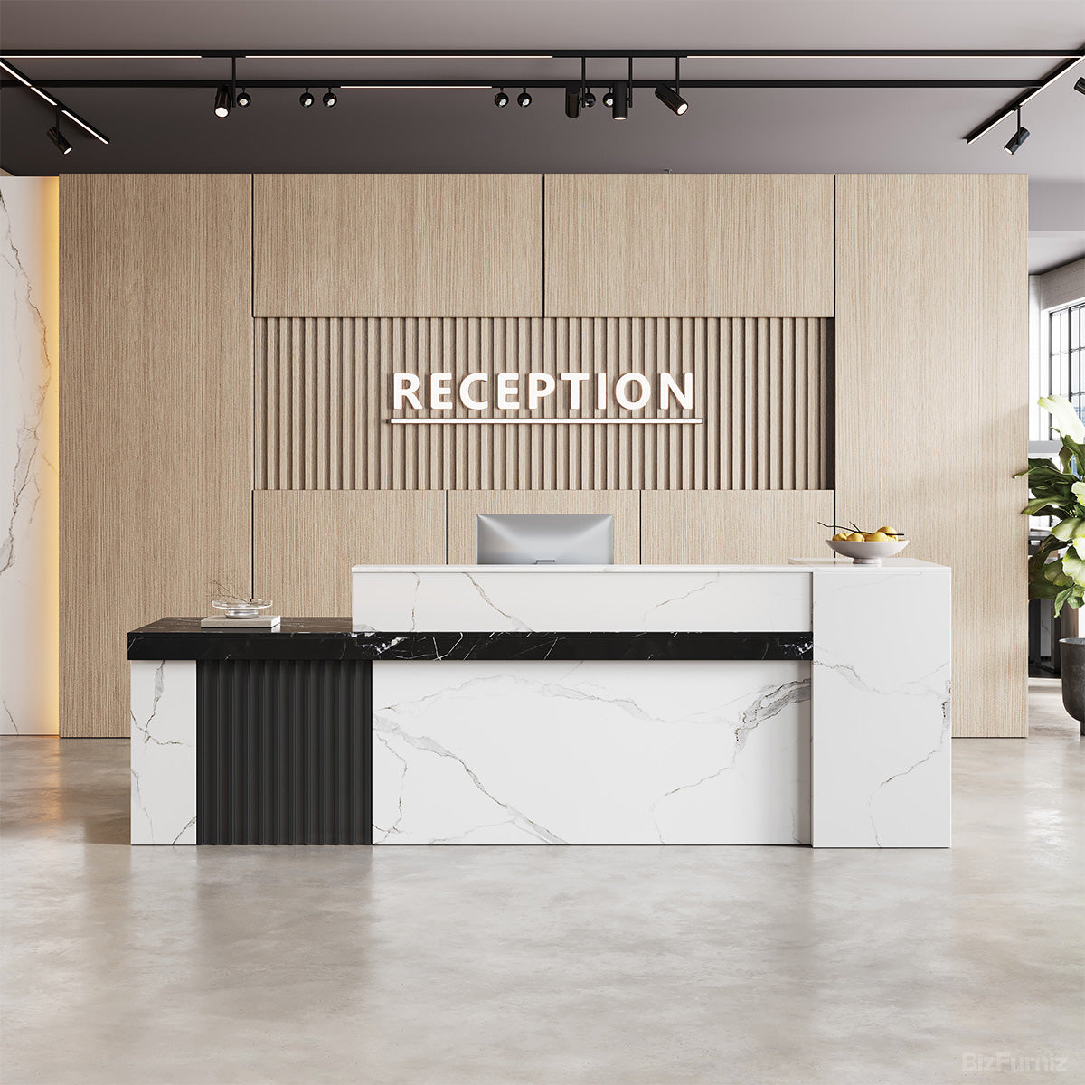 Modern Reception Desk with Counter Cable Management for Offices, Lobbies & Stores product photo 9
