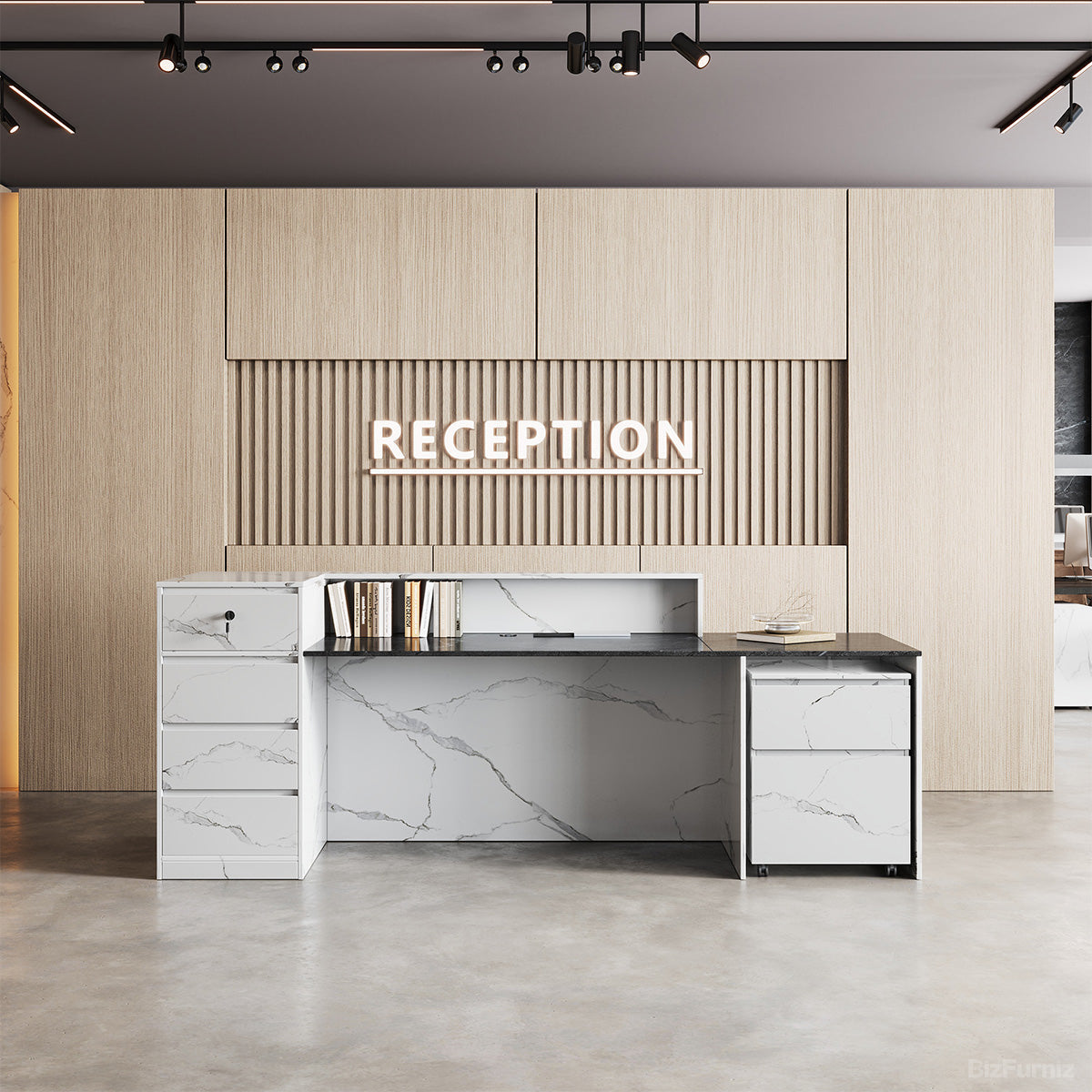 Modern Reception Desk with Counter Cable Management for Offices, Lobbies & Stores product photo 6