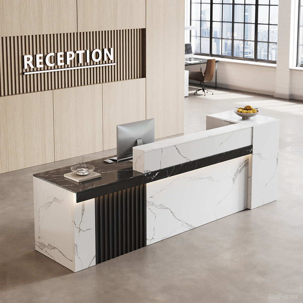 Modern Reception Desk with Counter Cable Management for Offices, Lobbies & Stores product photo 7