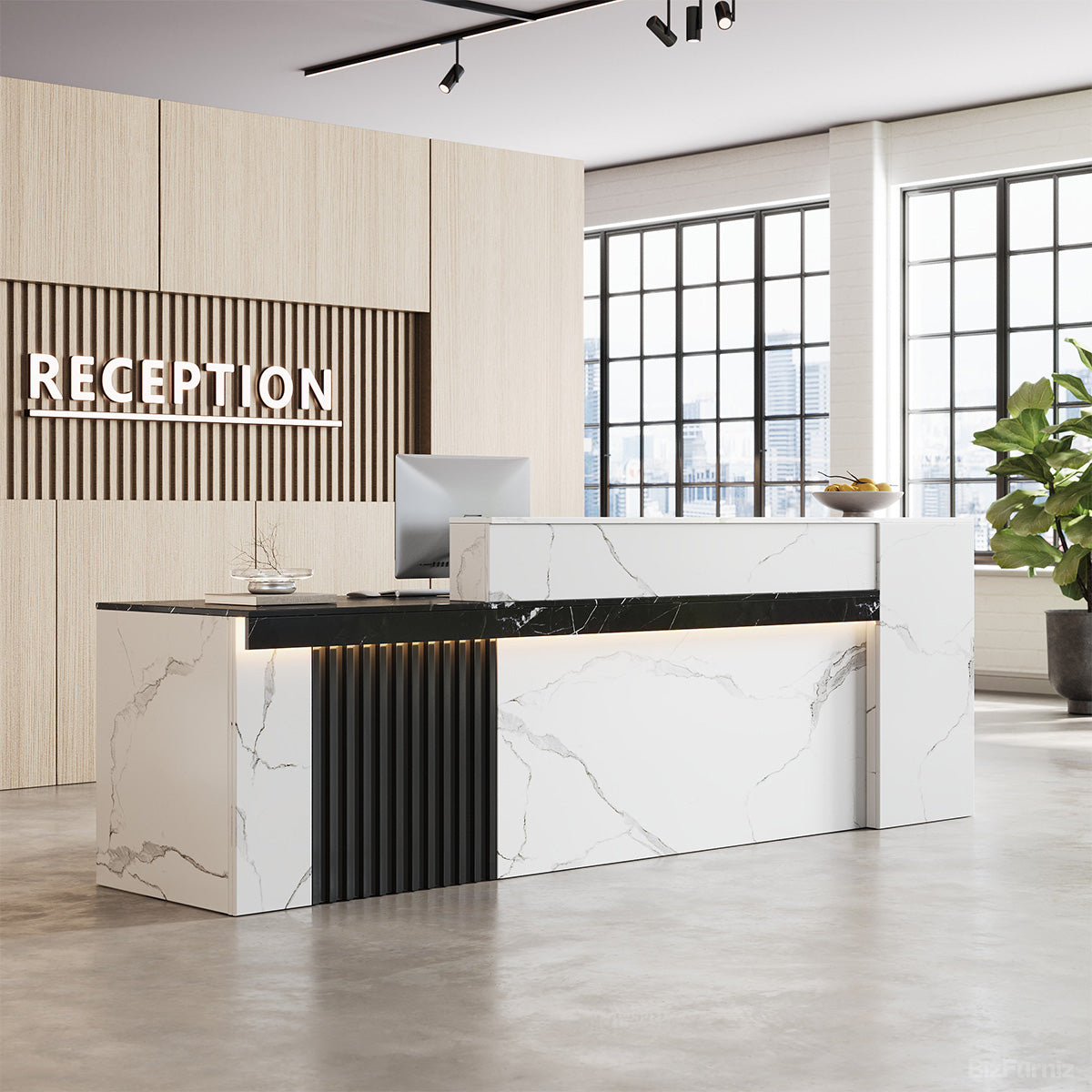 Modern Reception Desk with Counter Cable Management for Offices, Lobbies & Stores product photo 8